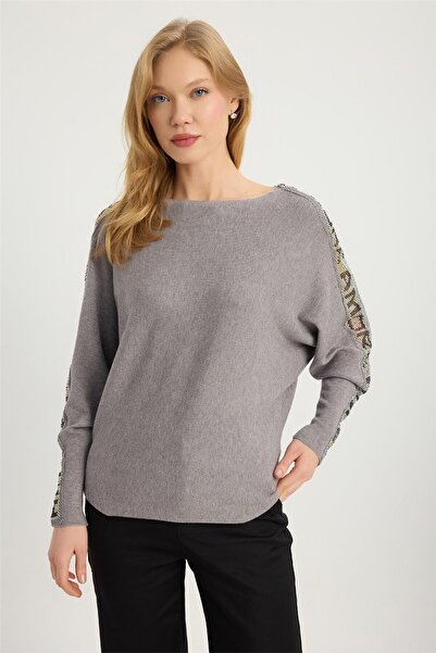 HomeStore Amor Yazılı Mesh Stone Knitwear