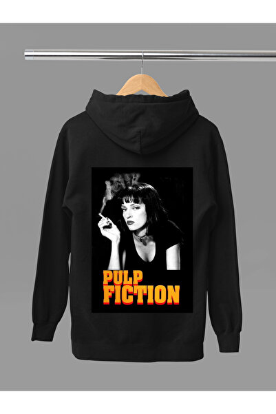 MAGORS SWEATSHIRT CU GLUGĂ CU MÂNER LUNG, BUMBAC IMPRIMAT PULP FICTION, cu că...