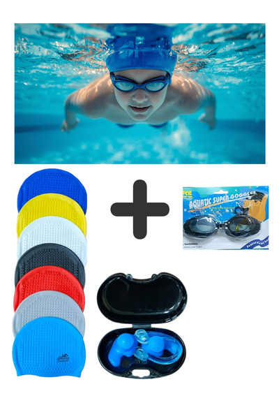GWA Professional swimming kit: Swimming cap + swimming goggles + waterproof e...