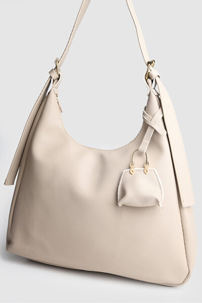 Askora Navo Women's Mini Charm Detailed Medium Size Hand and Shoulder Bag Brown