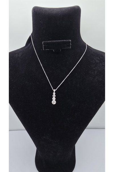 ahsenaksesuar2025 Stainless Steel Silver Color Tria Zircon Stone Necklace