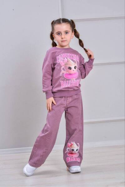 ARBİ kids Costum din două piese pentru fetiță, balerină, cappuccino, cu panta...