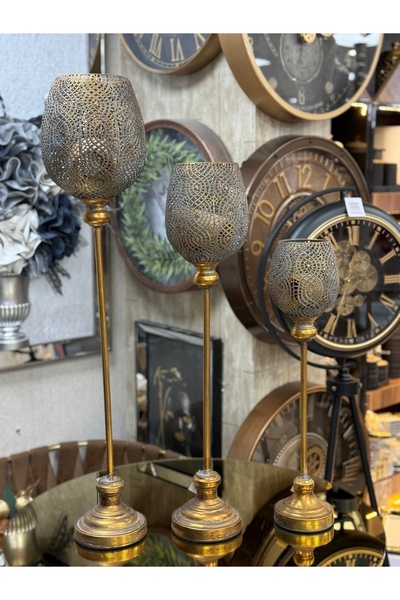 city gold 3'LÜ TELKARİ ESKİTME MUMLUK YEŞİL