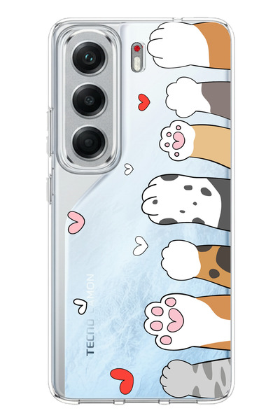 TechTree Printed Silicone Case with Cute Cat Paw Design Compatible with Tecno...