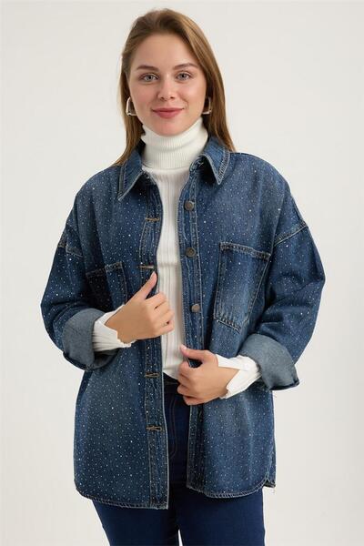 HomeStore Full Taşlı Jean Gömlek