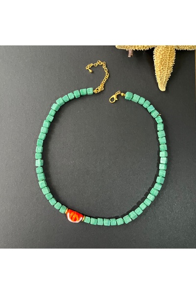 LOE Murano Portakal cam boncuklu kolye