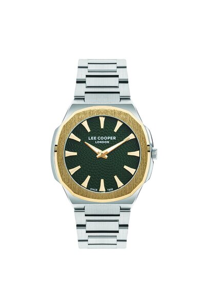 Lee Cooper Gümüş Kordon Yeşil Kadran Erkek Kol Saati – 5 ATM