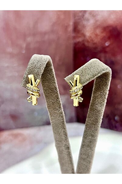 XUPING JEWELRY Sonsuzluk Masalı: Işıltılı Düğüm Küpe (14k Gold 1,5/0,8cm)