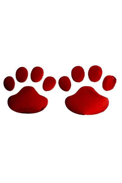 Yash Set of 2 3D Paw Stickers, 6x6 cm, for wall or car, red