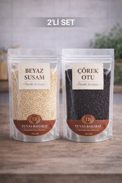 TUVAS BAHARAT Beyaz Susam - Çörek Otu 2'li Set (100grx2) Doğal & Katkısız | T...