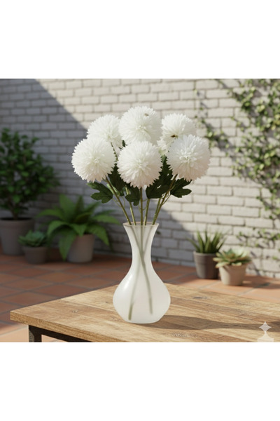 BUKET X 7 Başlı Beyaz Krizantem Kartopu Çiçeği