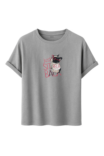 DK DAKSEL Unisex Just Sit Back Relax Bulldog Printed 100% Cotton Design T-Shirt