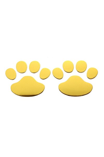 Yash Set of 2 3D Puppy Paw Stickers, for wall or car, 6x6 cm, gold