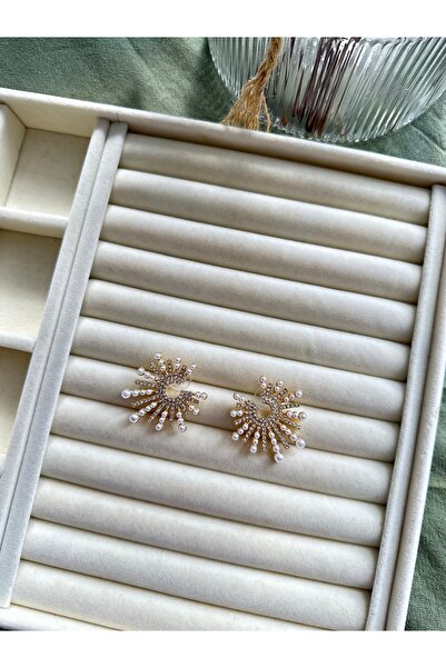 Rüya أقراط ذهبية مرصعة بالأحجار الكريمة