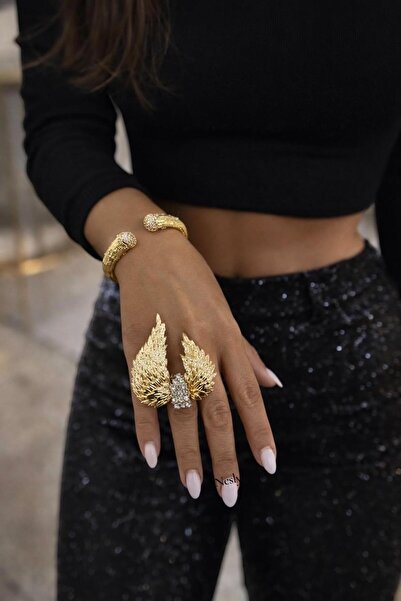 neslyaccessories Angel wing adjustable chunky ring