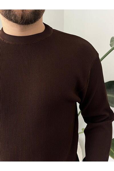Q45collection Thin Ribbed Basic Zero Collar Men's Sweater