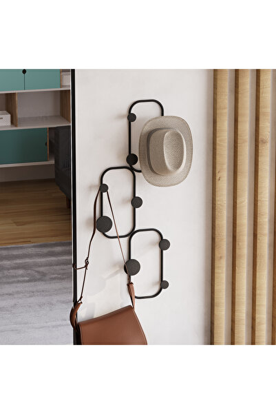 MOİRA Mat Siyah,Dekoratif Metal Duvar Askısı Modern Tasarım Antre Banyo Hol P...