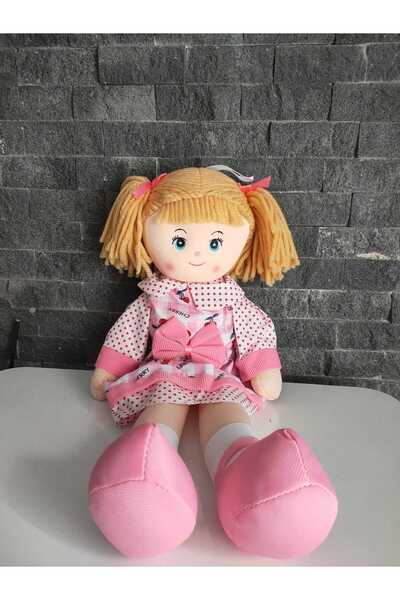 VARDEM OYUNCAK 50 cm bez bebek Pembe Kiraz Desenli Elbiseli