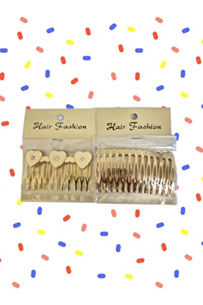 Generic A set of 3 Fashion women's hair clips in various shapes gold color.