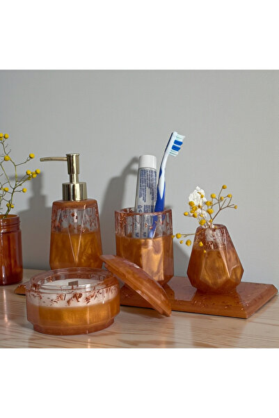 ARTEVIA HOME Orange Aura Banyo Sabunluk Seti - Sıvı Sabunluk, Fırçalık, Sabun...