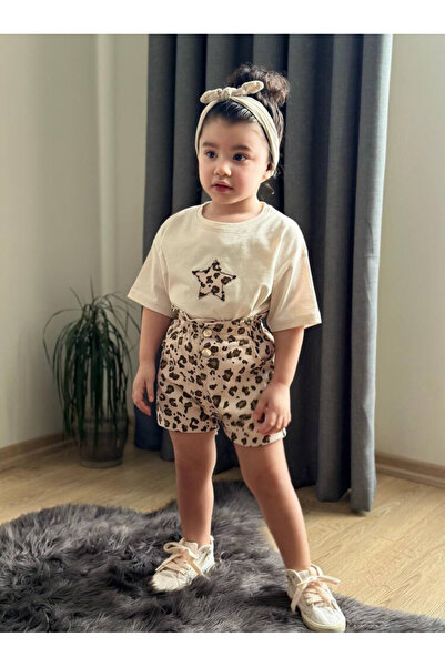 Babili Leopard Gabardine Shorts Set