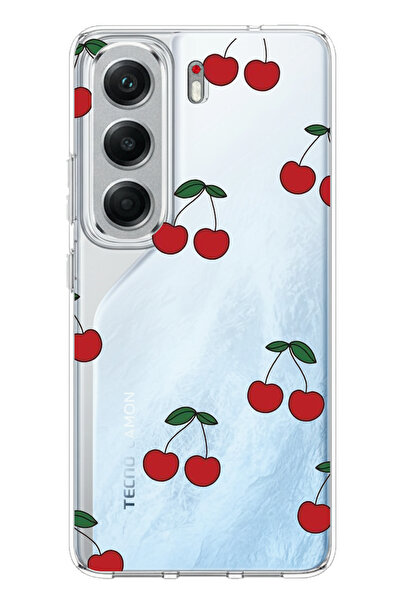 TechTree Printed Silicone Case with Cherries Design Compatible with Tecno Cam...