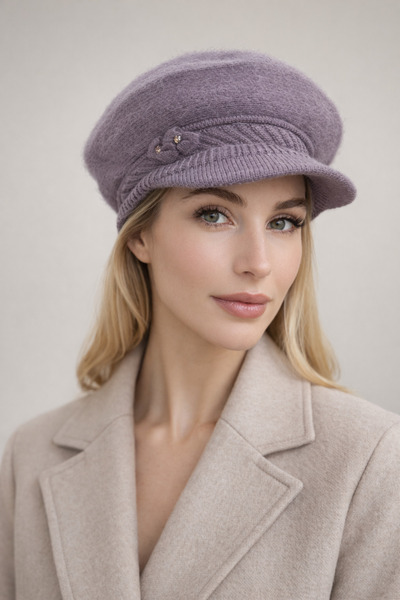 Şirin Giyim Aksesuar Pălărie tip șapcă elegantă din lână moale, mov - pentru ...