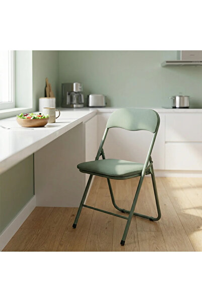 Altınkayaticaret PASLANMAZ ÇELİK KATLANIR SANDALYE YEŞİL RENK 130 KG TAŞIMA K...