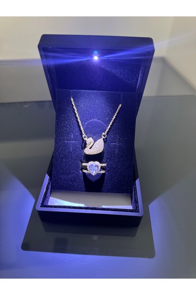 shop IŞIKLI KUTUDA GOLD KUĞU KOLYE YÜZÜK SETİ