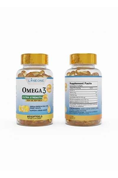LINE ONE 💛 زيت السمك LINEONE Omega 3 Extra Strength EPA/DHA (60 كبسولة هلامية)
