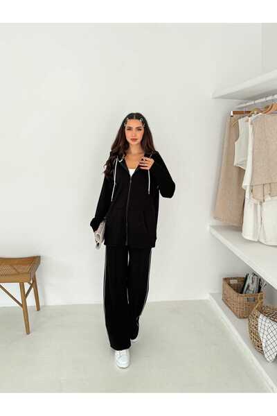 PENTHİLUS Women's Stylish Zippered Hooded Tracksuit Set