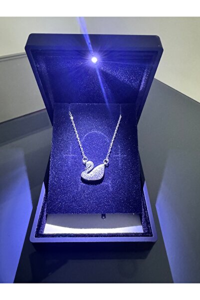 shop IŞIKLI KUTUDA GÜMÜŞ RENK KUĞU KOLYE ÇELİK