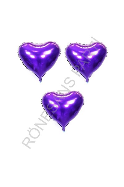 RÖNESANS PARTİ Renaissance 18 Inch 45 cm Purple Heart Foil Balloon 3 Pieces