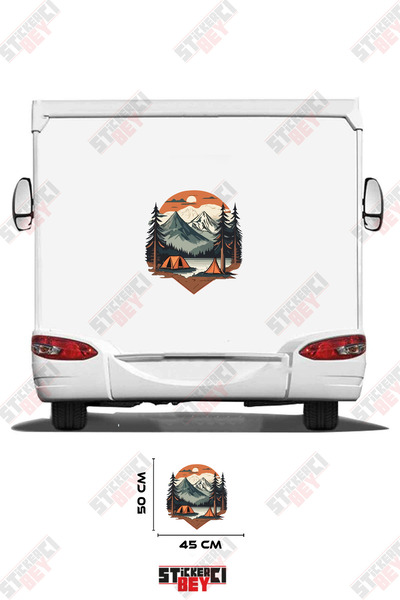 STİCKERCI BEY Camping by Mountain and Lake Visual Caravan Sticker Decoration
