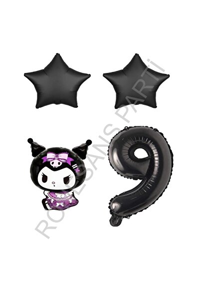 RÖNESANS PARTİ Renaissance Kuromi Number Star Foil Balloon Set Age-9