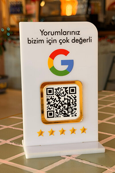 mooodcase Google Yorum QR Standı PleksiGlass Beyaz