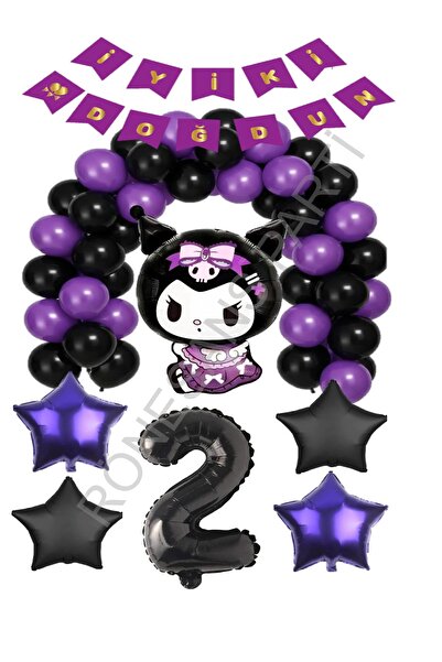 RÖNESANS PARTİ Renaissance Kuromi Happy Birthday Written Number Star Foil and...