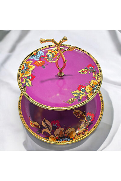 Sudedi Home Lorena Asorti Gold Gilded Glass Cookie Holder (Purple)