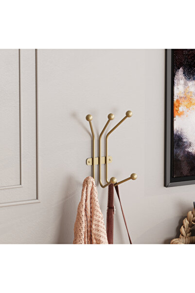 MOİRA Altın Gold,Dekoratif Metal Duvar Askısı Modern Tasarım Antre Banyo Hol ...