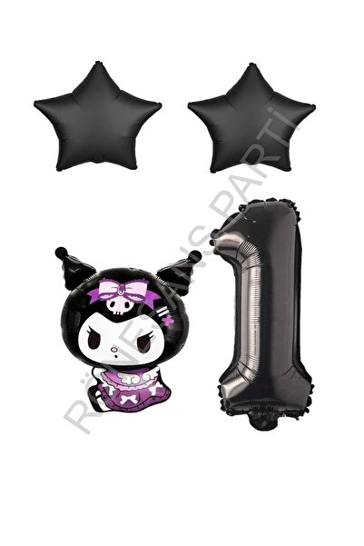 RÖNESANS PARTİ Renaissance Kuromi Number Star Foil Balloon Set Age-1