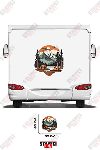 STİCKERCI BEY Camping by Mountain and Lake Visual Caravan Sticker Decoration