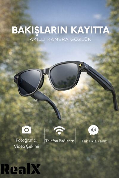 Realx X1 Akıllı Kamera Gözlük – Fotoğraf & Video Çekim, Telefona Bağlanma, Se...