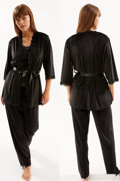 Mila 3’lü Kadife Pijama Takımı