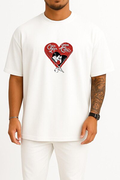 Bahriyeli Collection Oversized Caramia Moncher Heart Chest Printed Unisex T-S...