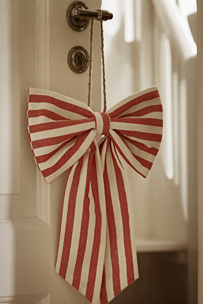 Mirilliahome Linen Striped Door Bow Ornament |   Hanging Decorative Door Orna...