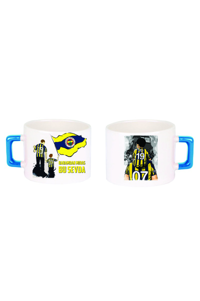 MOR TABLO Fenerbahçe Beyaz Porselen Mavi Kulplu Tek Kupa Bardak