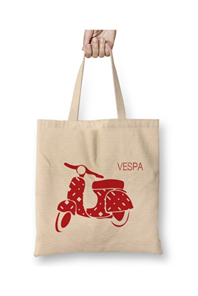 Toyaso Vespa Red White Cloth Bag Long Handle Shopping Bag Beach Bag
