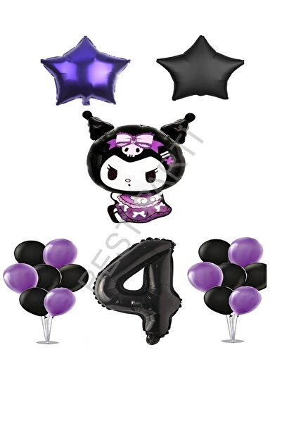 BEST PARTİ Best Kuromi Standing Figure Starry Birthday Party Set Age-4