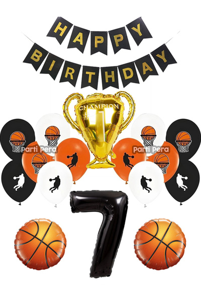 parti pera Basketbol Temalı Doğum Günü Balon Seti Basketbol Baskılı Balon Rak...