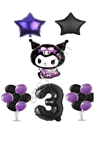 BEST PARTİ Best Kuromi Standing Figure Starry Birthday Party Set Age-3